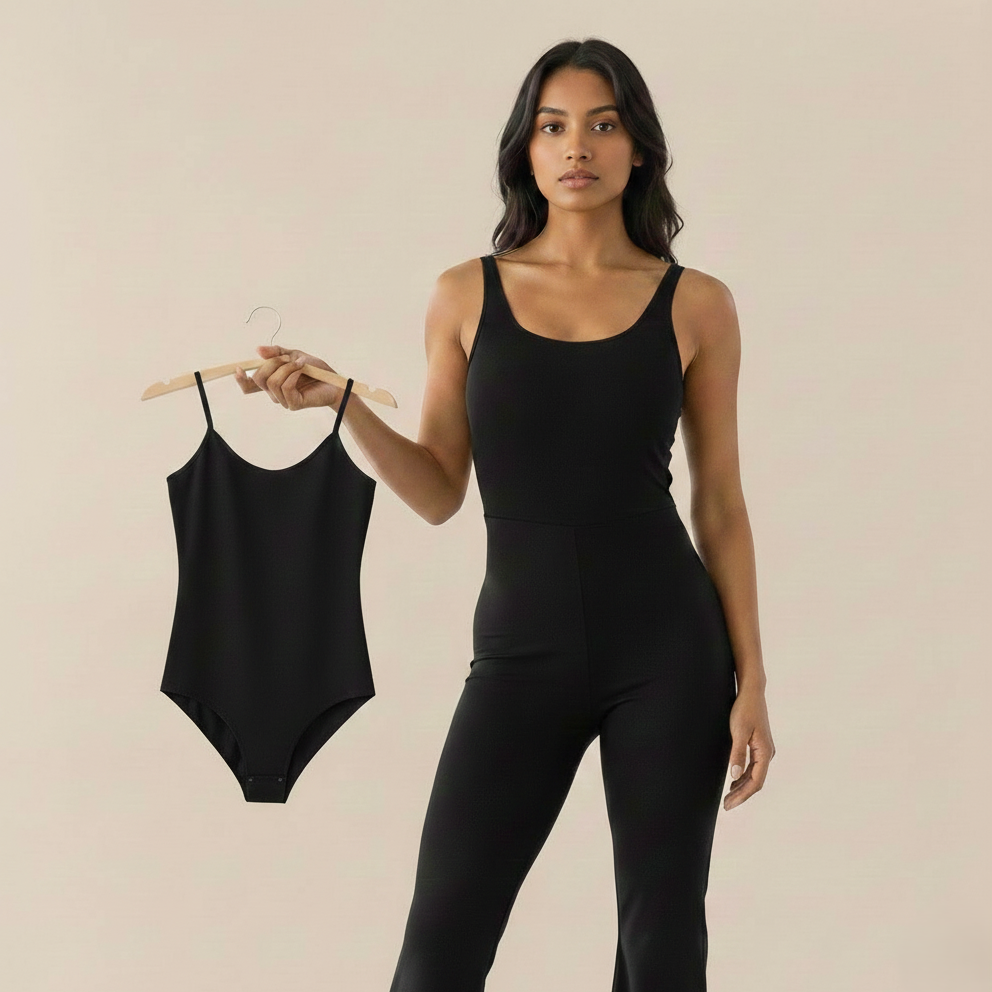 Craftsmiley V-Back Flared Jumpsuit + Free Contour Ultra Comfy Bodysuit | Sexy Backless Women&