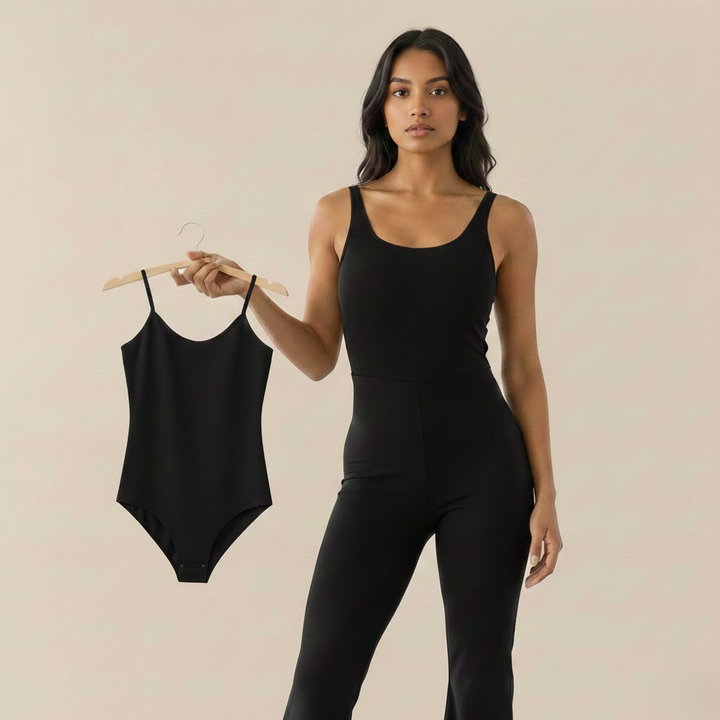 Craftsmiley V-Back Flared Jumpsuit + Free Contour Ultra Comfy Bodysuit | Sexy Backless Women&
