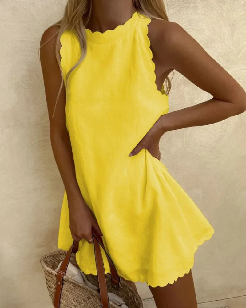 Amara | Sleeveless A-Line Summer Dress with Scalloped Edge