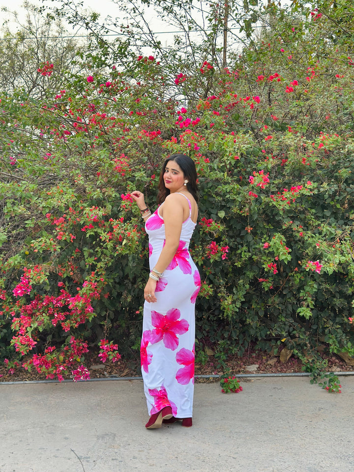 Craftsmiley Blossom white bodycon dress