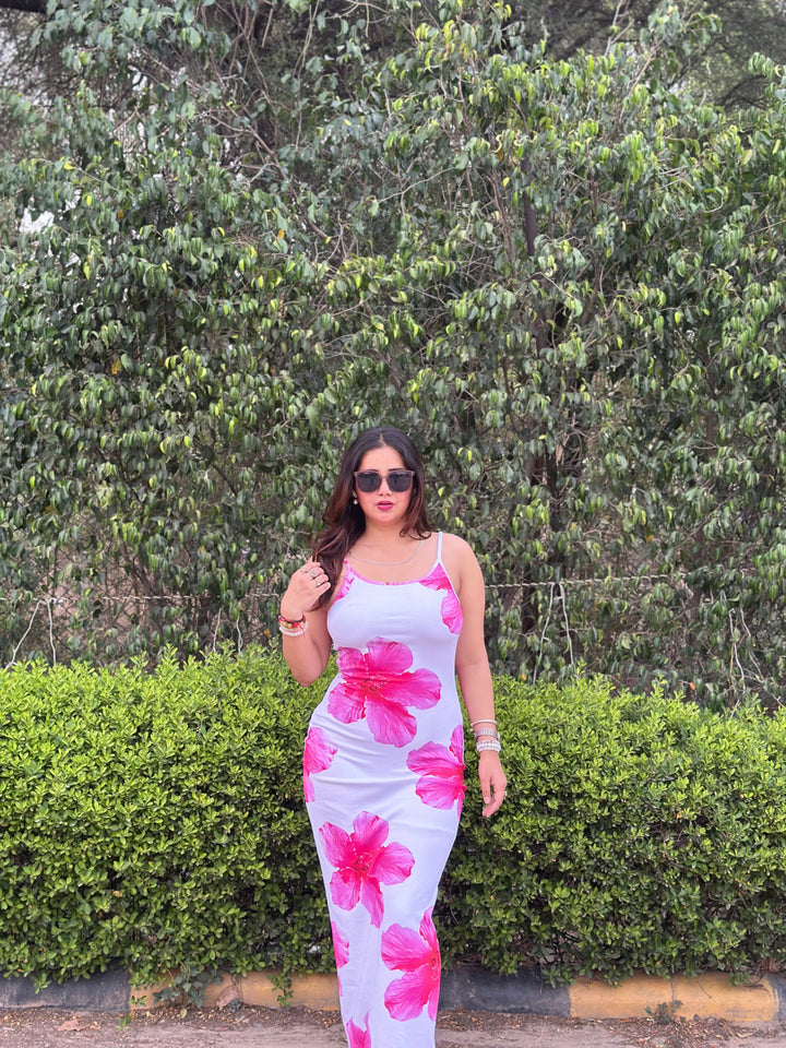 Craftsmiley Blossom white bodycon dress