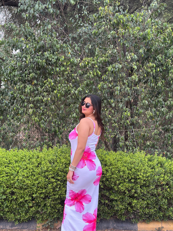 Craftsmiley Blossom white bodycon dress