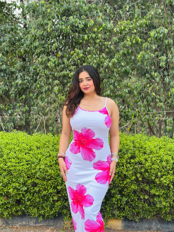 Craftsmiley Blossom white bodycon dress