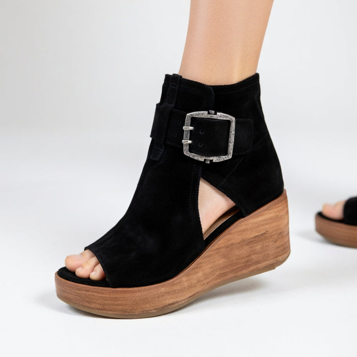 Elizabeth | Elegante Keilsandaletten mit verstellbarem Knöchelriemen