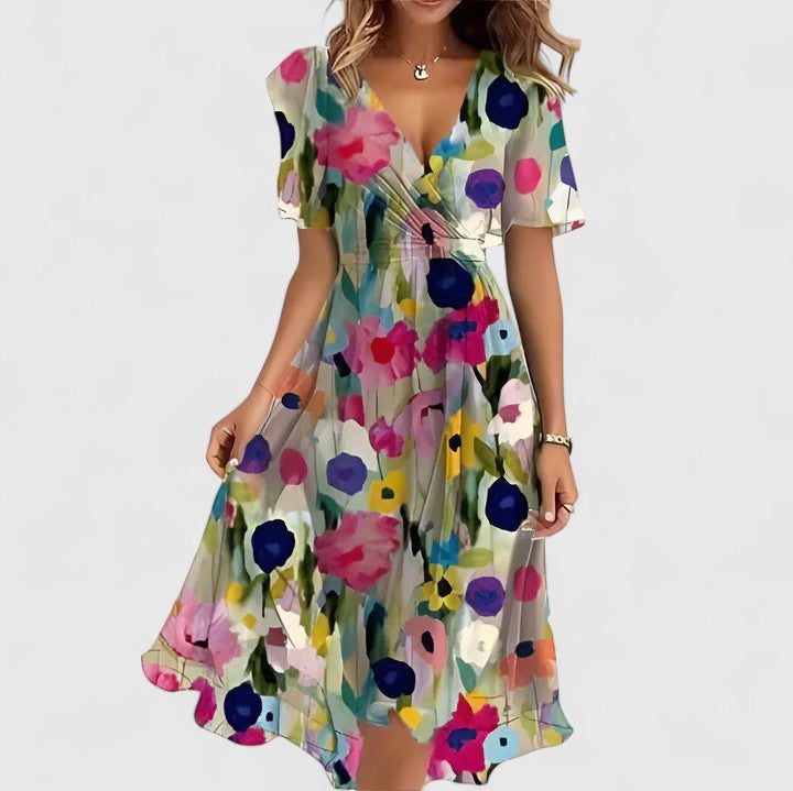 Rosalie | Elegantes geblümtes Midikleid