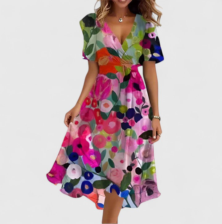 Rosalie | Elegantes geblümtes Midikleid