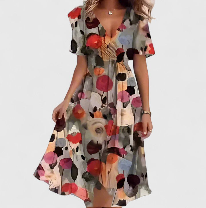 Rosalie | Elegantes geblümtes Midikleid