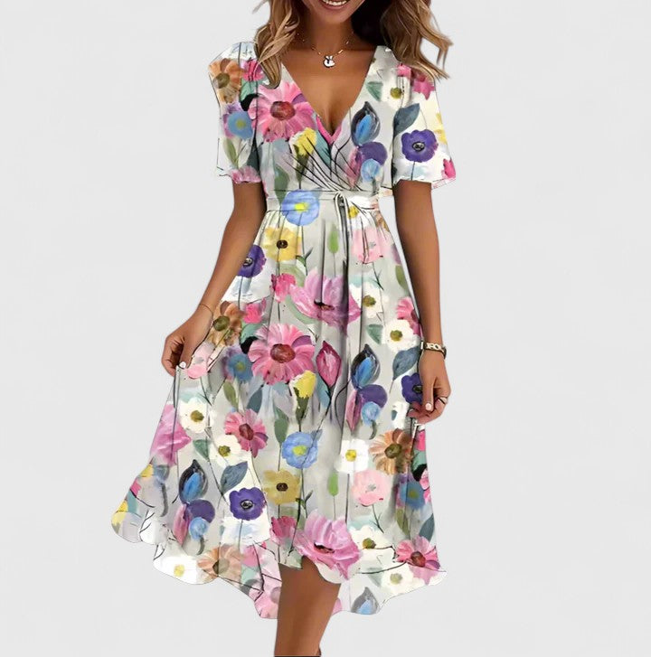 Rosalie | Elegantes geblümtes Midikleid