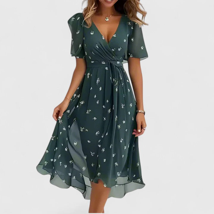 Rosalie | Elegantes geblümtes Midikleid