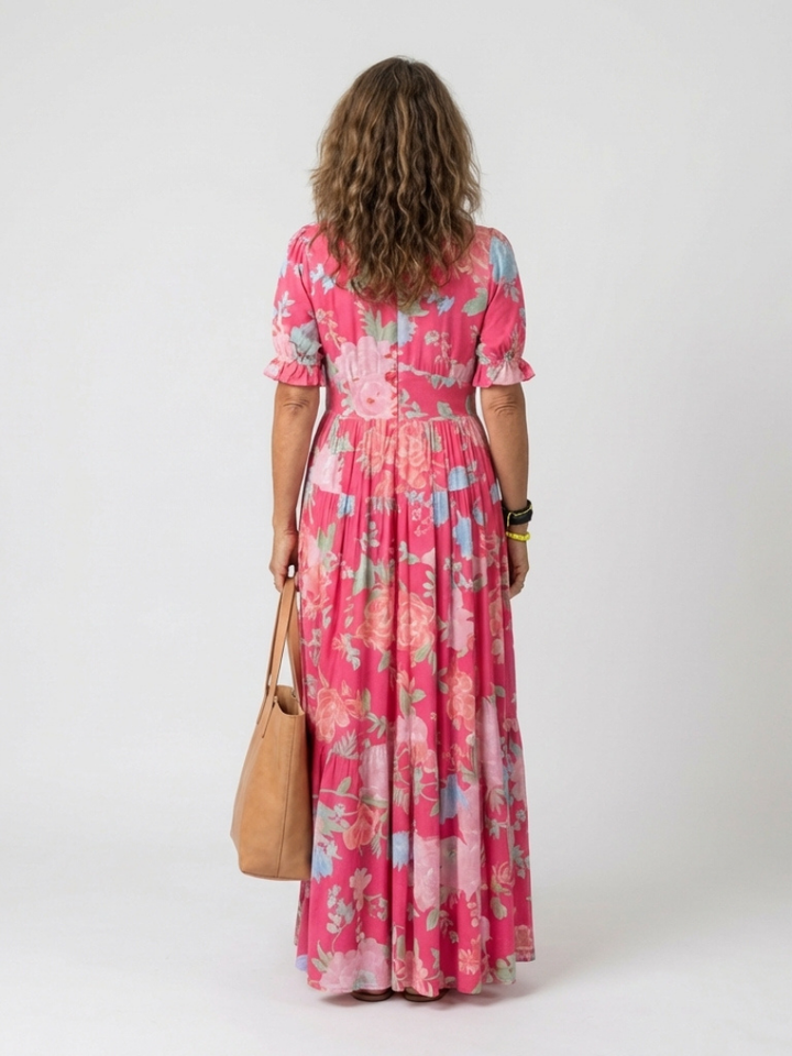 Maya | Lebhaftes und elegantes Midi-Blumenkleid
