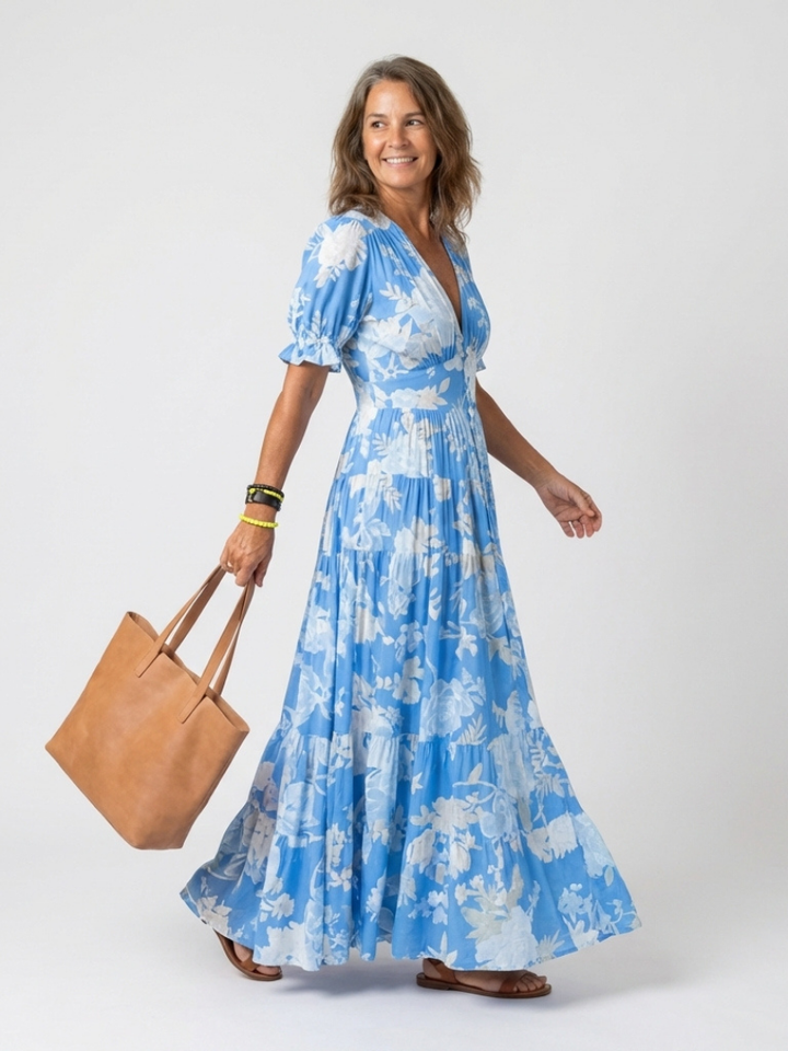 Maya | Lebhaftes und elegantes Midi-Blumenkleid
