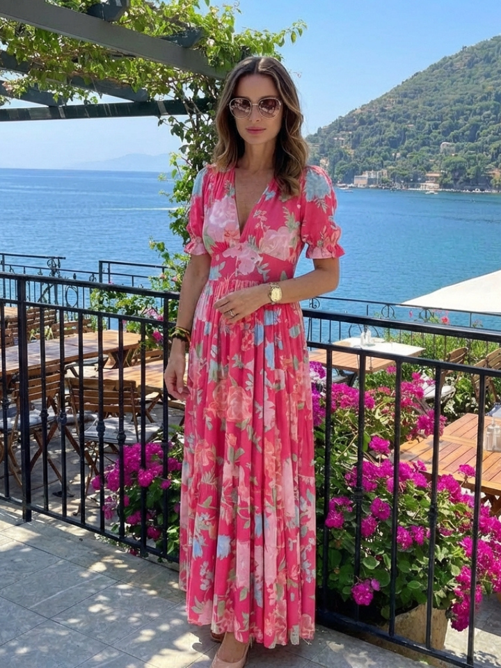 Maya | Lebhaftes und elegantes Midi-Blumenkleid