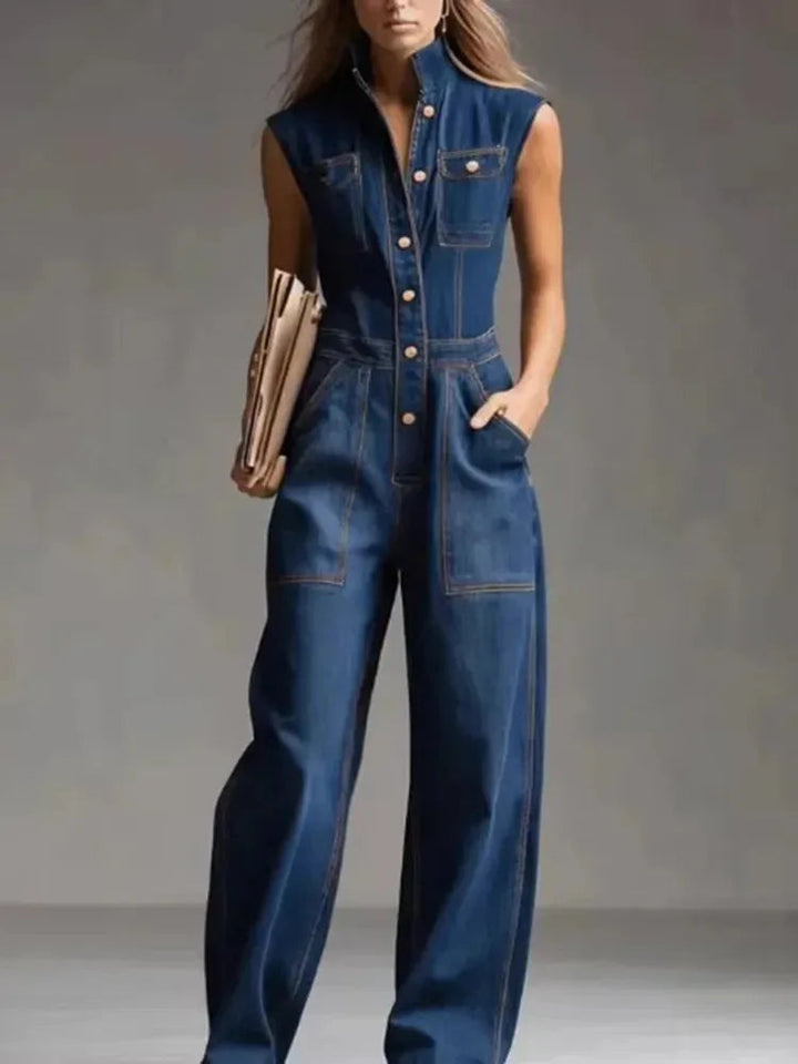 Virelle | Utility-Jumpsuit aus Denim mit weitem Bein
