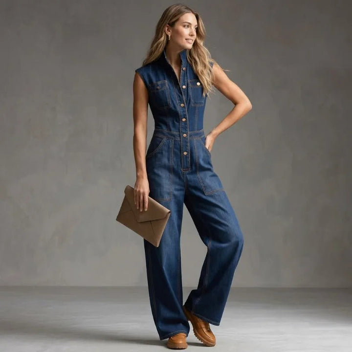 Virelle | Utility-Jumpsuit aus Denim mit weitem Bein