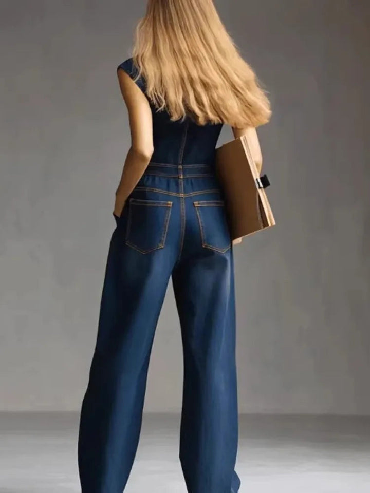 Virelle | Utility-Jumpsuit aus Denim mit weitem Bein