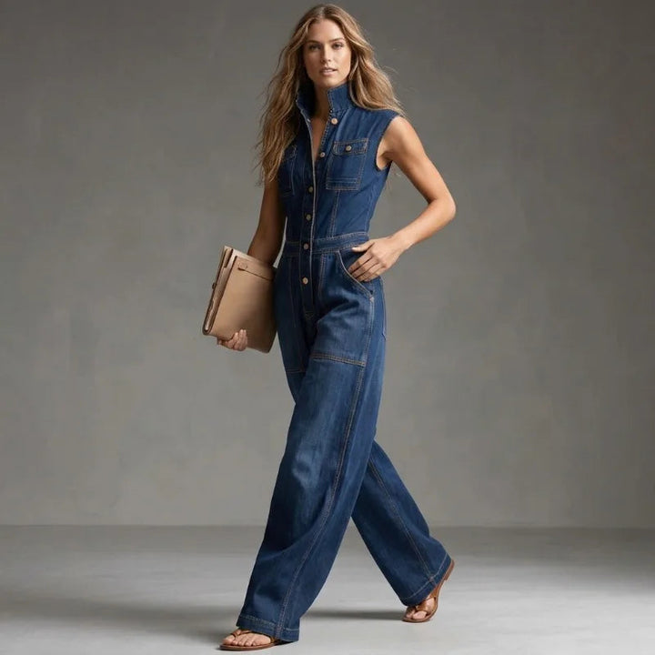 Virelle | Utility-Jumpsuit aus Denim mit weitem Bein