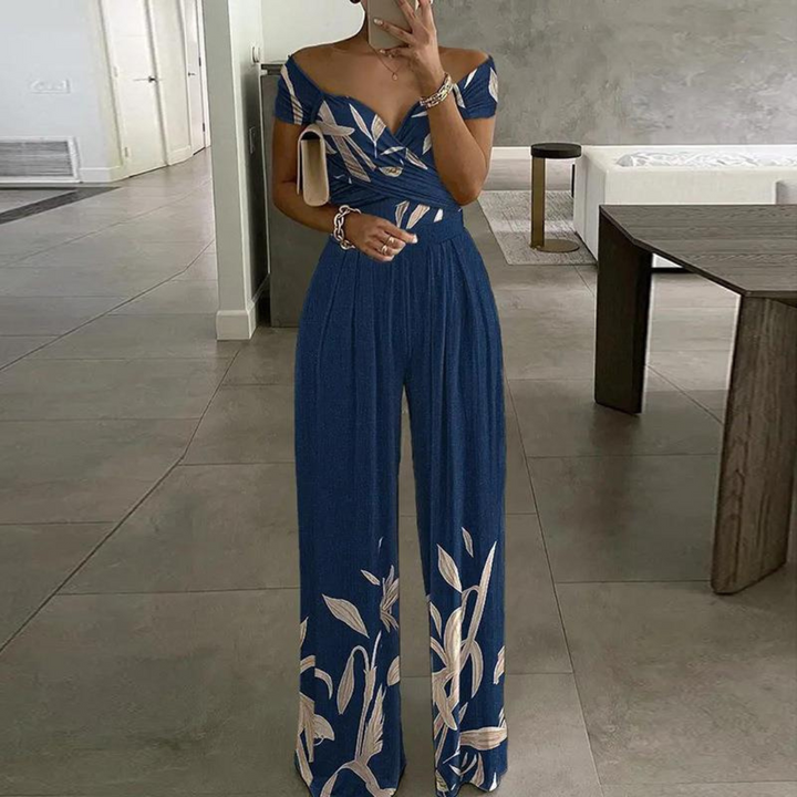 Luna | Off-Shoulder Blumen-Jumpsuit mit weitem Bein