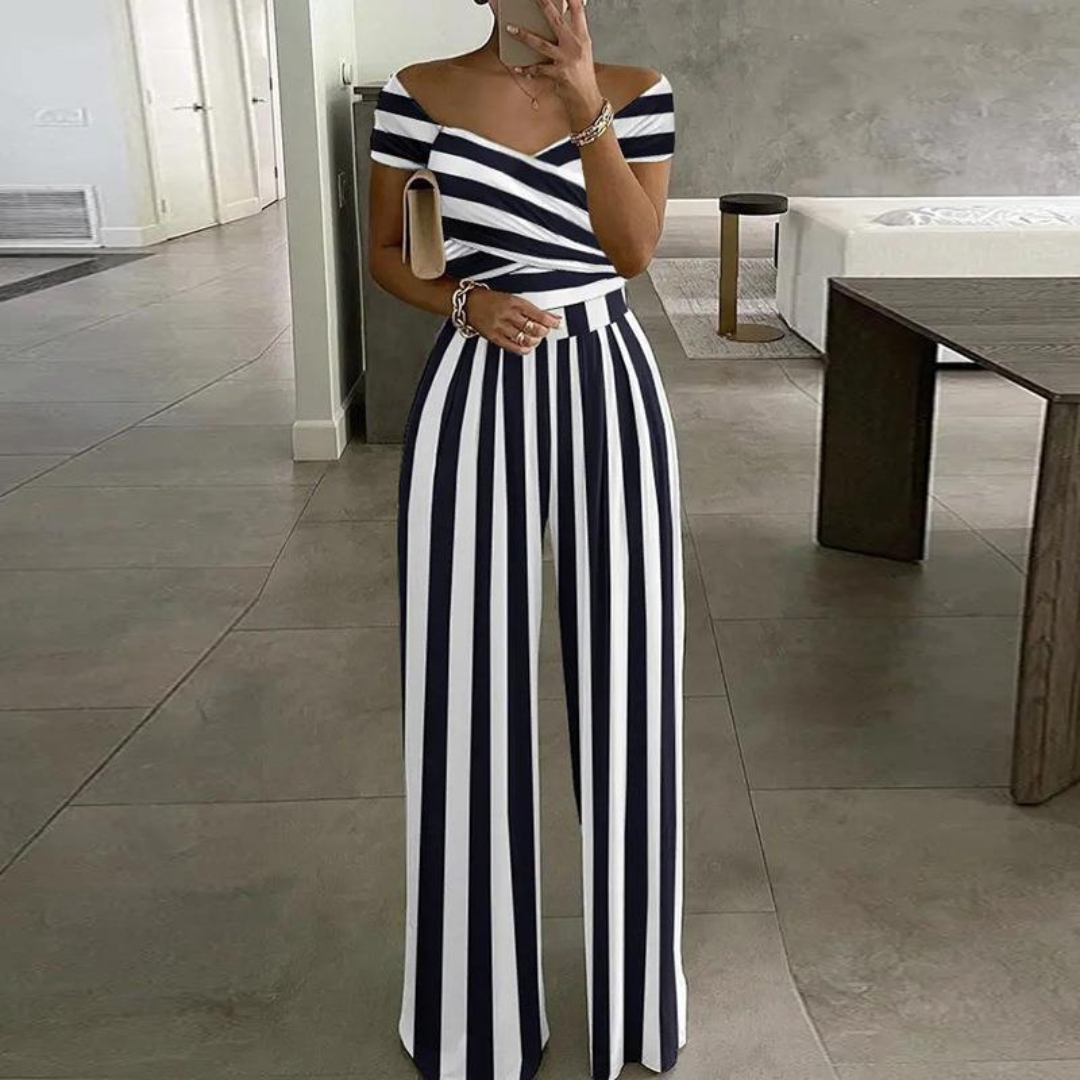 Luna | Off-Shoulder Blumen-Jumpsuit mit weitem Bein