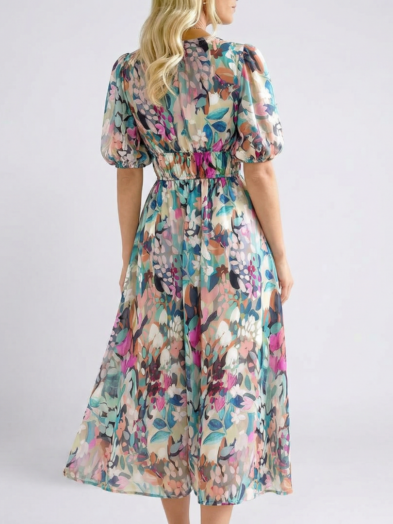 Luna | Strahlendes und vielseitiges florales Midikleid