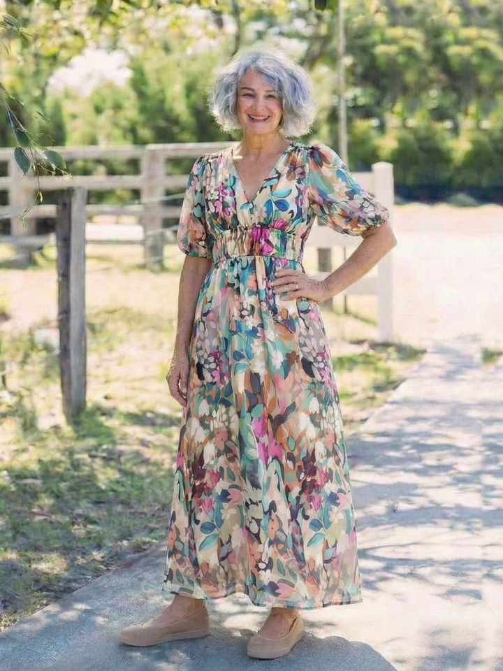 Luna | Strahlendes und vielseitiges florales Midikleid