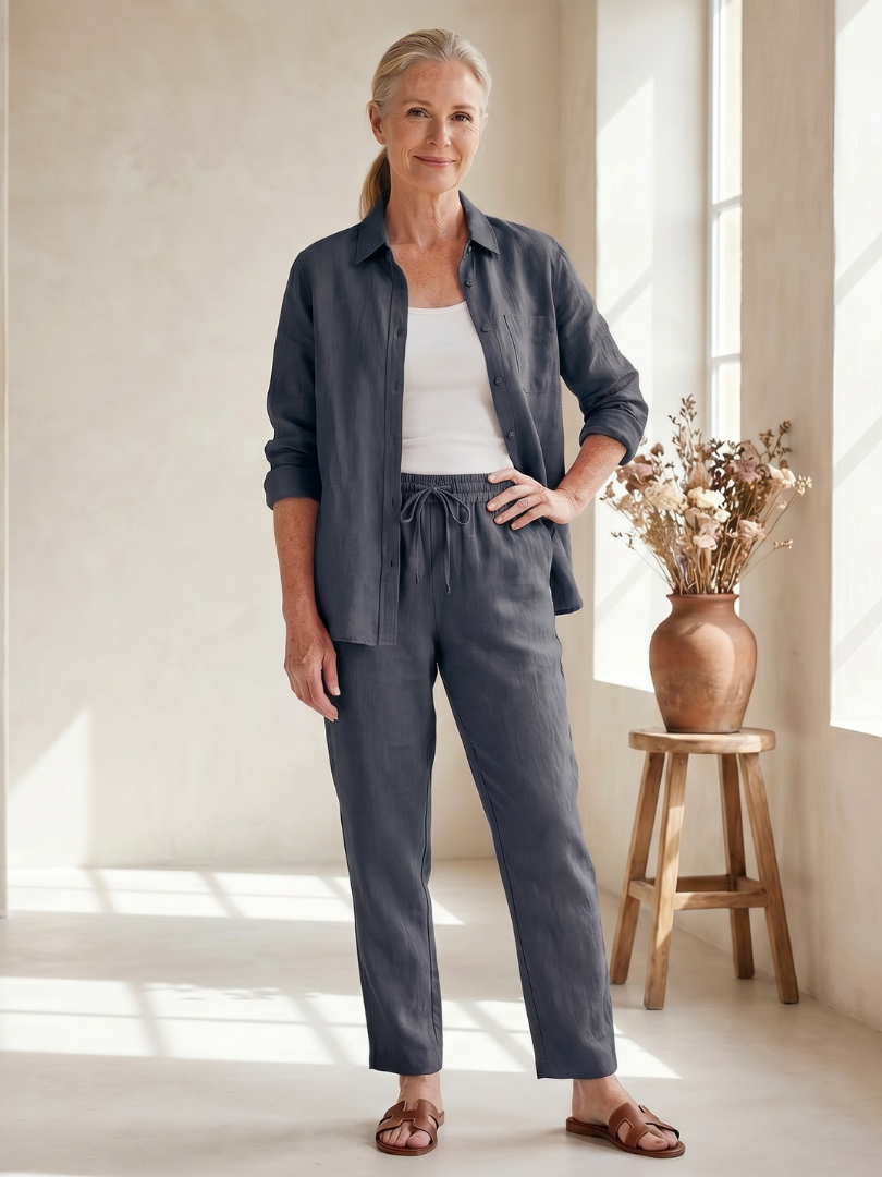 Renova | Hemd mit Knopfleiste &amp; Hose mit schmal zulaufendem Bein