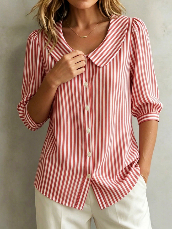 Barbara | Elegant Cotton Striped Blouse for Women