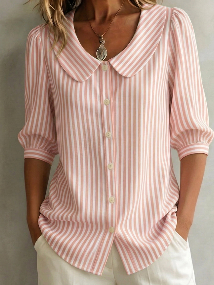 Barbara | Elegant Cotton Striped Blouse for Women