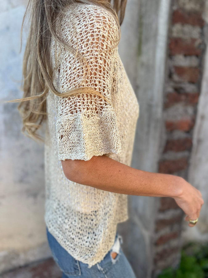 Elise | Elegant Knitted V-Neck Top with Button Detail top