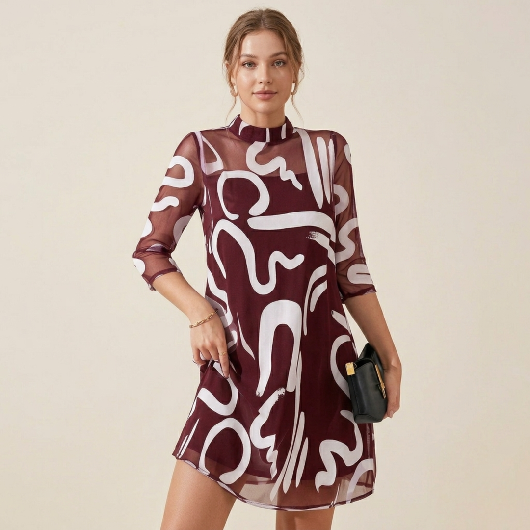 Marvella | Elegantes knielanges Kleid mit 3/4-Ärmeln