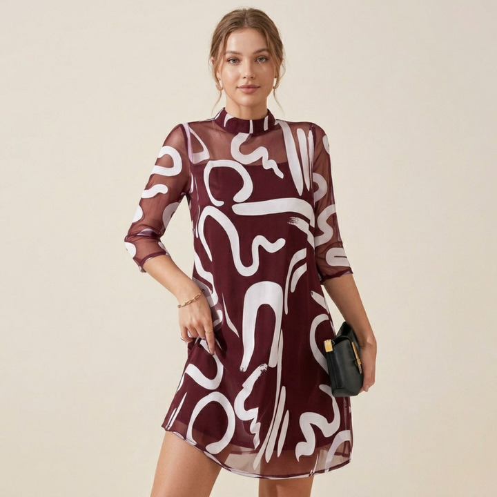 Marvella | Elegantes knielanges Kleid mit 3/4-Ärmeln