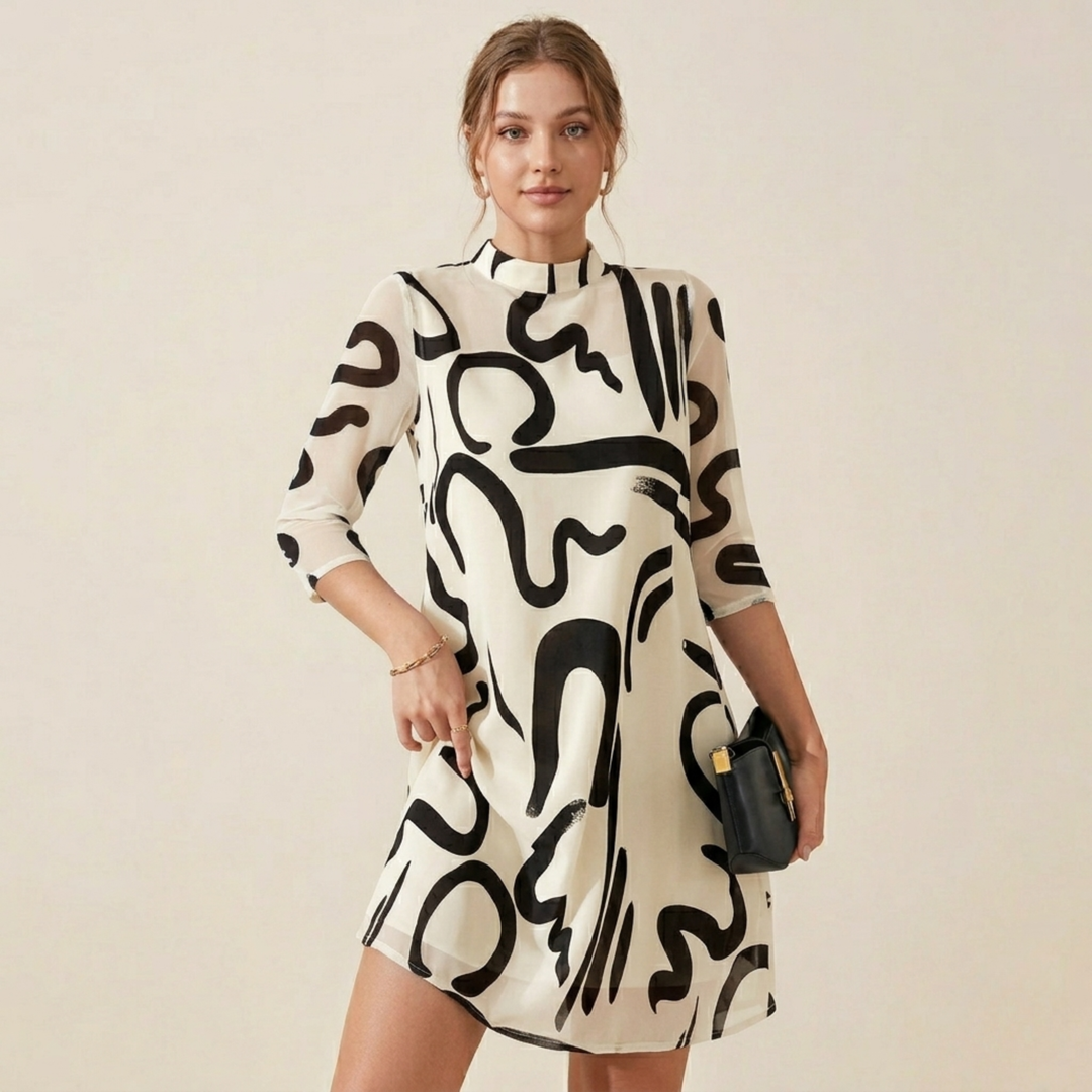 Marvella | Elegantes knielanges Kleid mit 3/4-Ärmeln