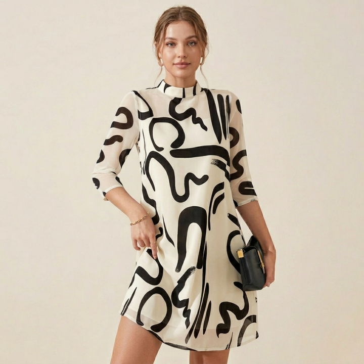 Marvella | Elegantes knielanges Kleid mit 3/4-Ärmeln