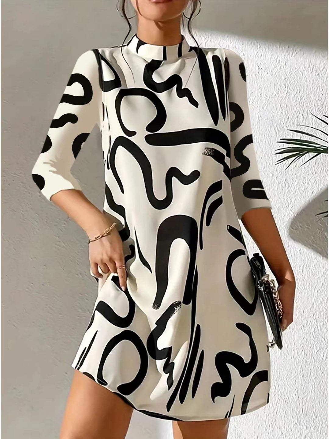Marvella | Elegantes knielanges Kleid mit 3/4-Ärmeln