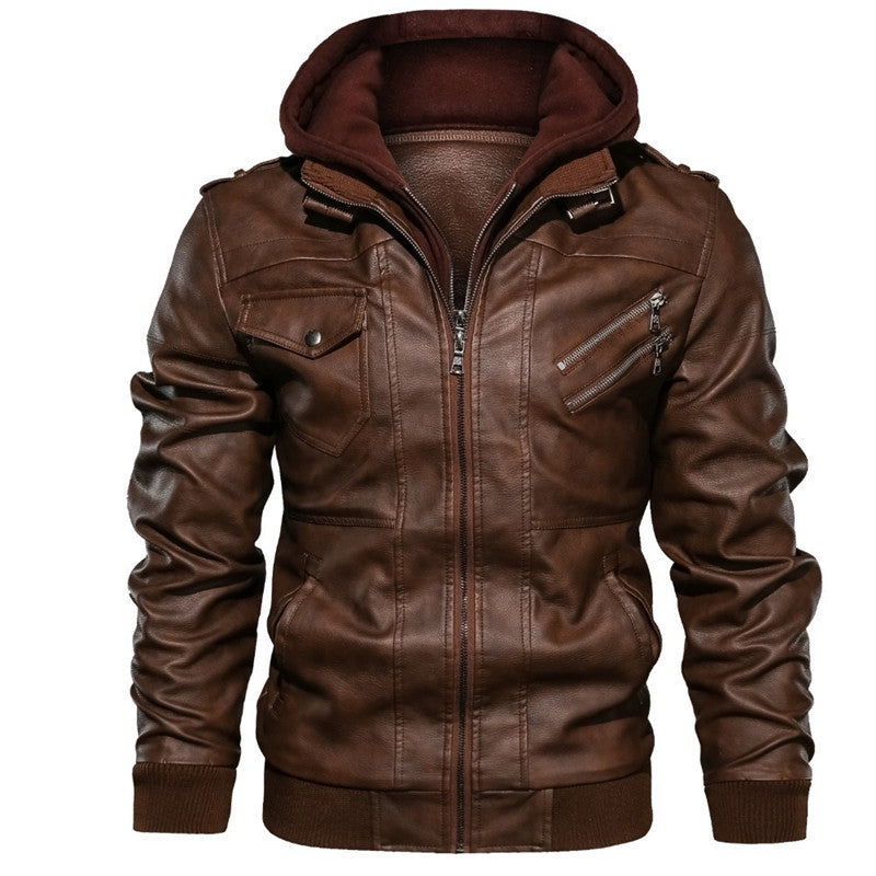 Danny | Stylische &amp; bequeme Lederjacke mit Kapuze