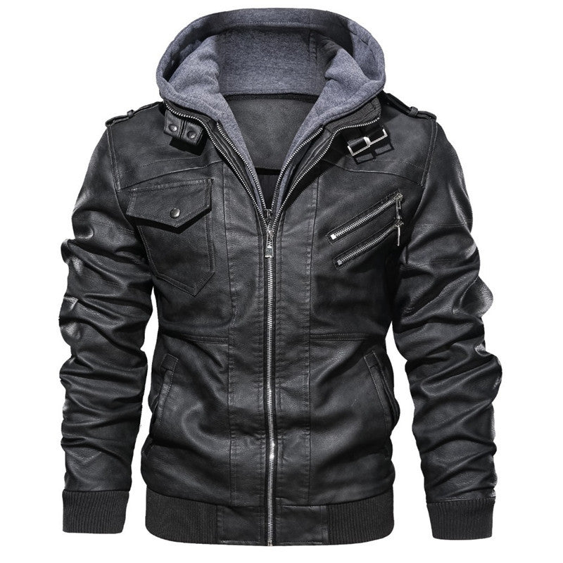 Danny | Stylische &amp; bequeme Lederjacke mit Kapuze
