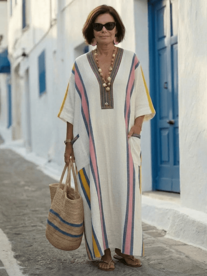 Celestia | Elegant V-Neck Maxi Dress with Pockets