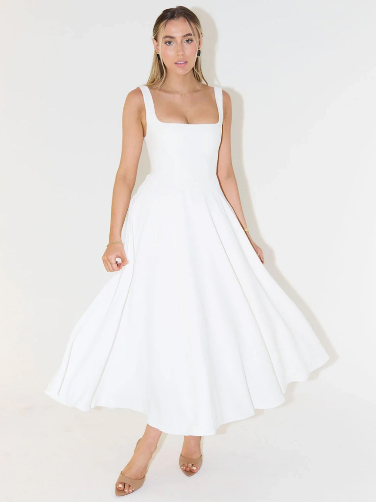 Solevia | Elegantes Midi-Kleid mit eckigem Ausschnitt