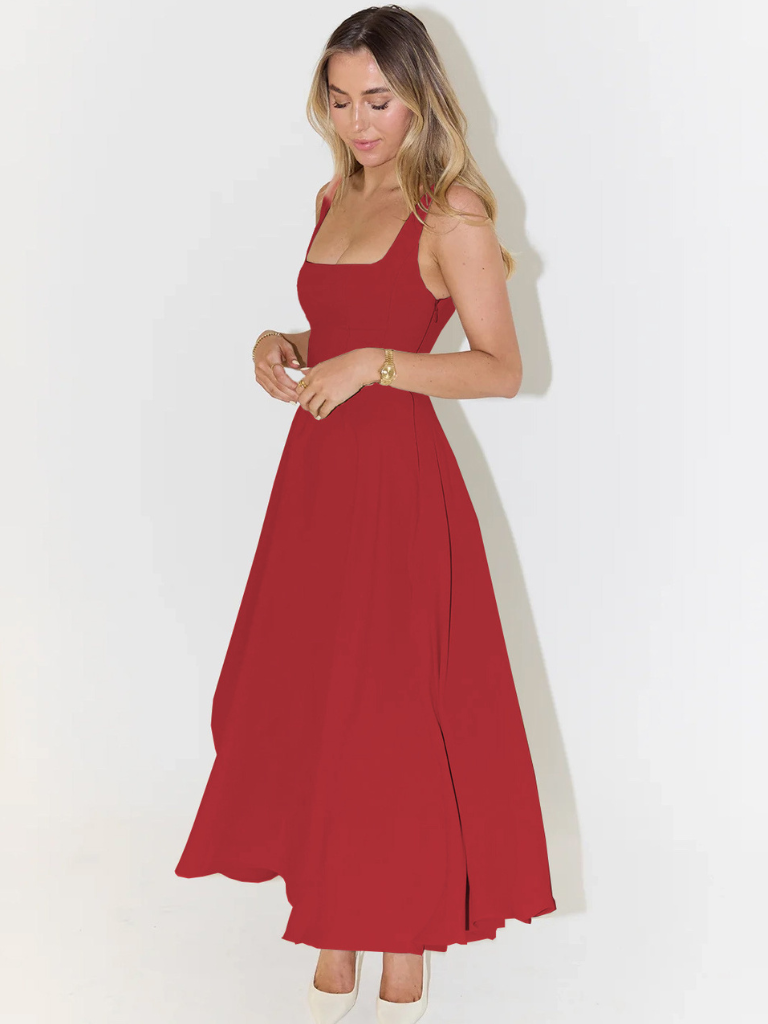 Solevia | Elegantes Midi-Kleid mit eckigem Ausschnitt