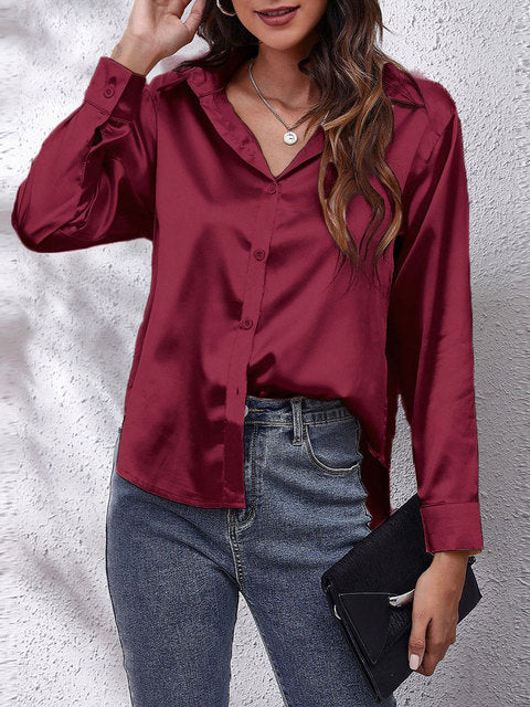 Selene | Silk-Touch Satin Shirt