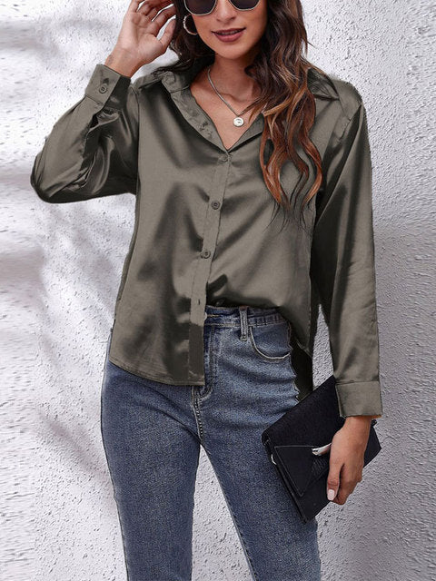 Selene | Silk-Touch Satin Shirt