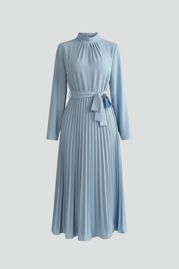 Seraphina | Elegantes plissiertes Midikleid mit langen Ärmeln