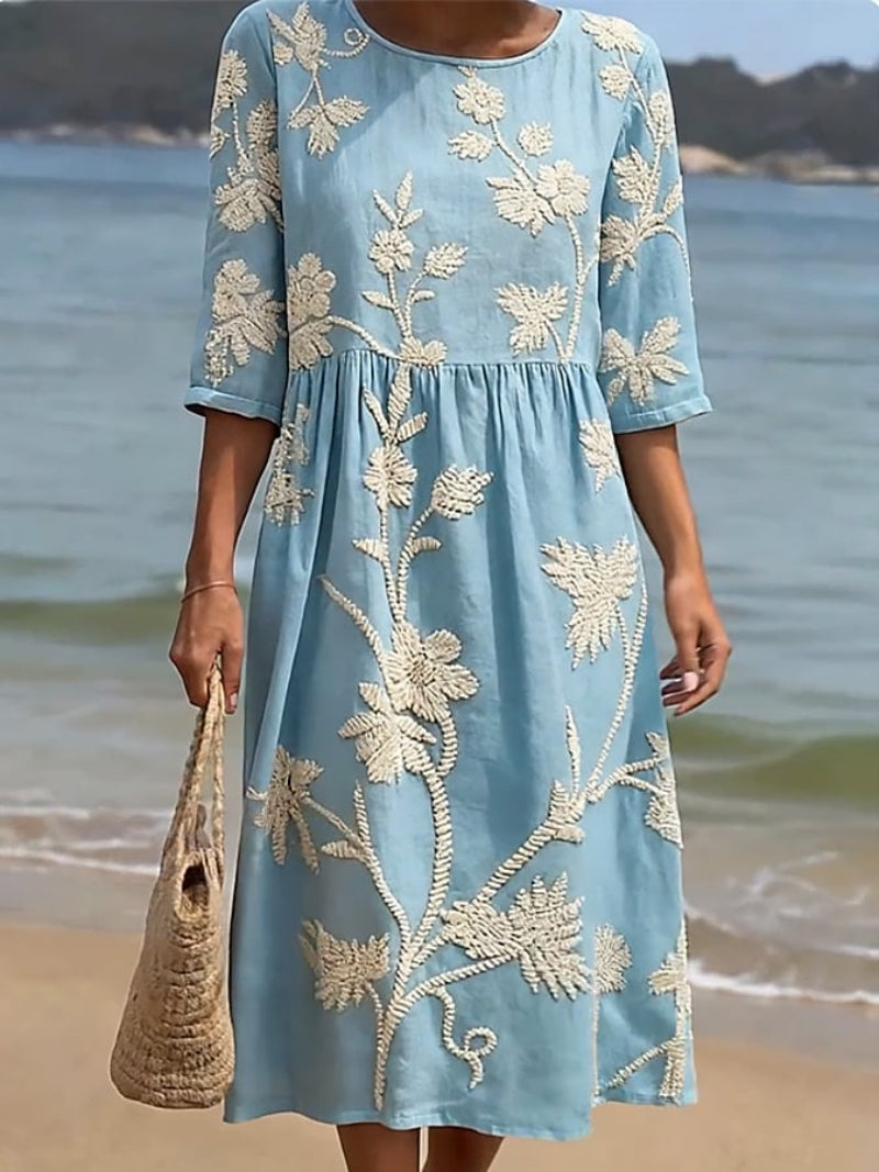 Sabrina | Elegantes florales Midikleid für Hochzeitsgäste
