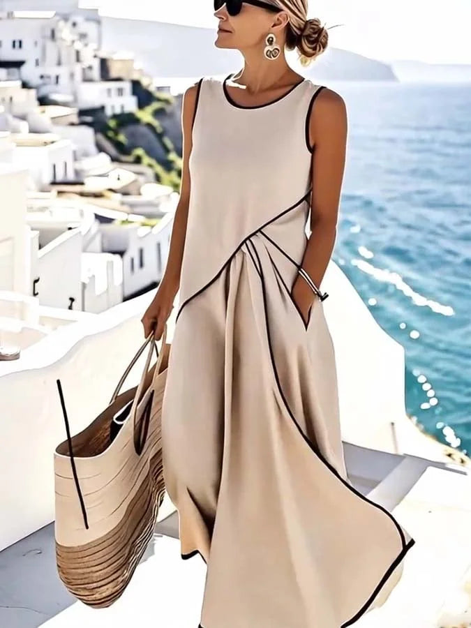 Livia | Elegantes ärmelloses Damenkleid mit ausgestelltem Rock