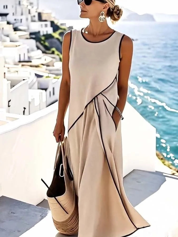 Livia | Elegantes ärmelloses Damenkleid mit ausgestelltem Rock