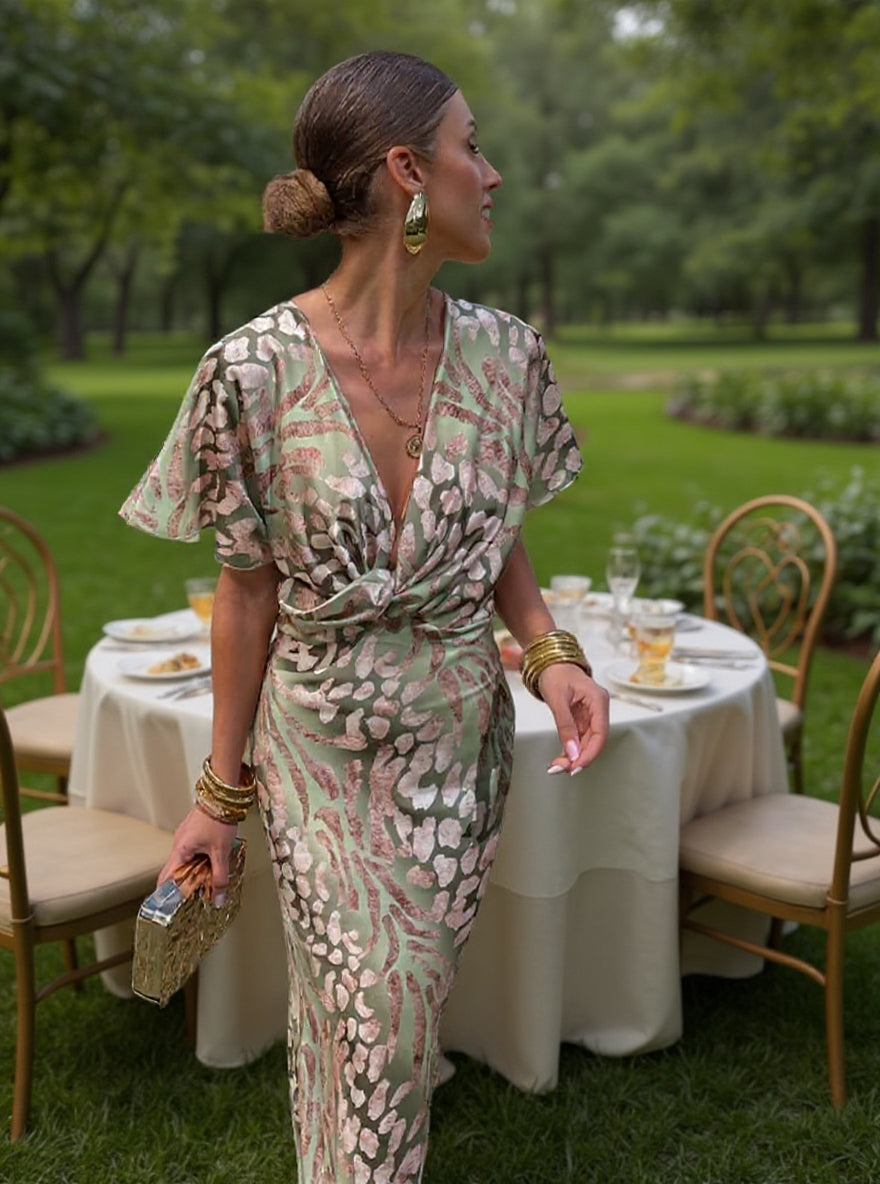 Clarissa | Elegantes, verdrehtes Knotenkleid für Hochzeitsgäste