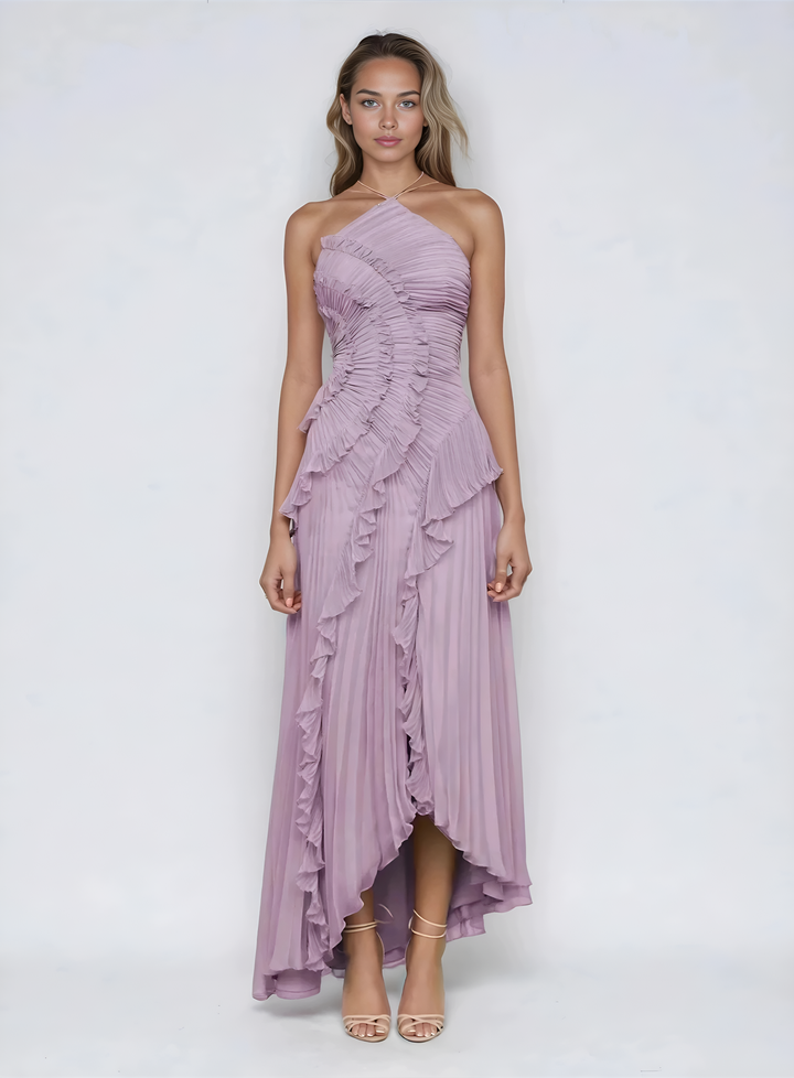 Luna | Elegantes asymmetrisches weißes Maxikleid für Damen