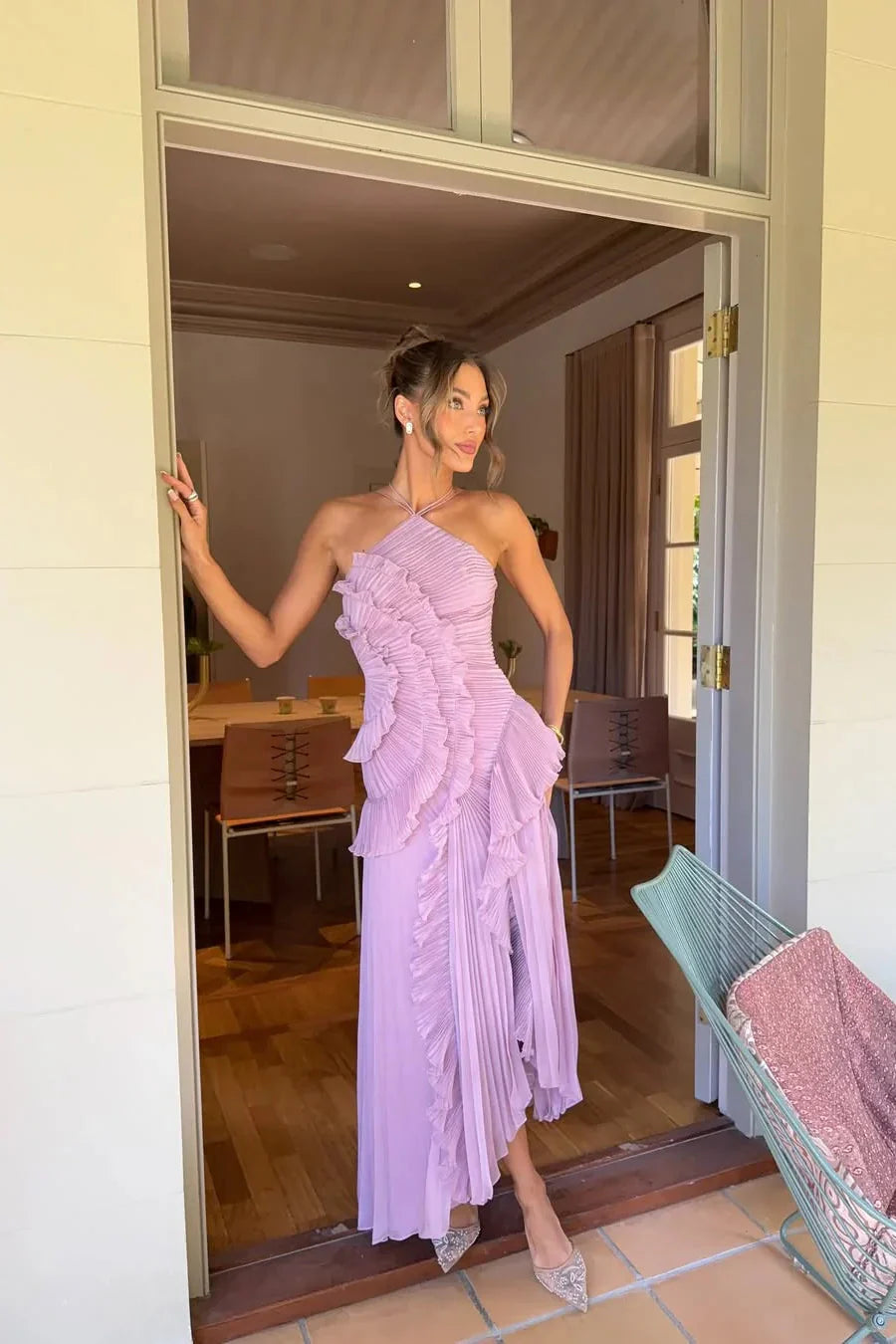 Luna | Elegantes asymmetrisches weißes Maxikleid für Damen