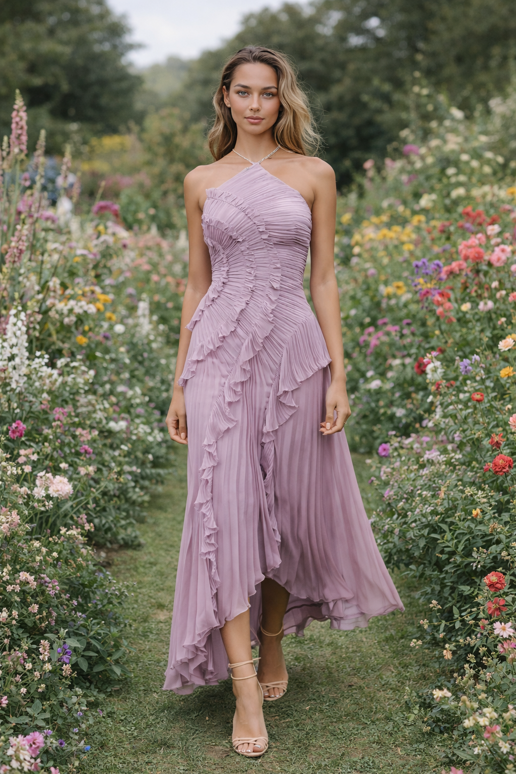 Luna | Elegantes asymmetrisches weißes Maxikleid für Damen