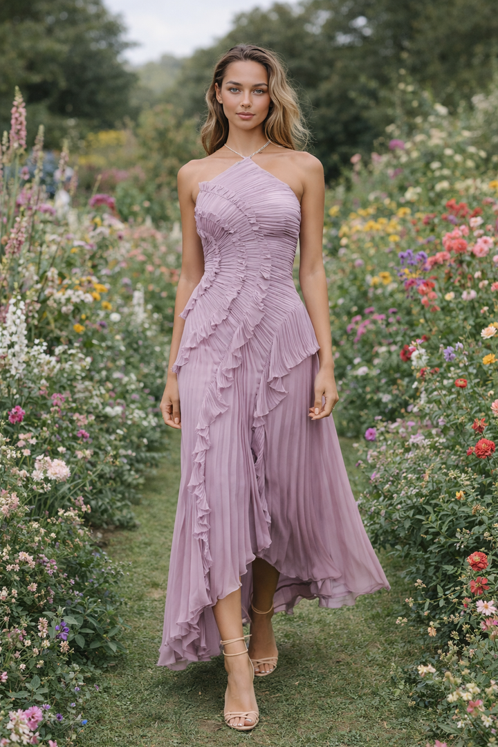 Luna | Elegantes asymmetrisches weißes Maxikleid für Damen