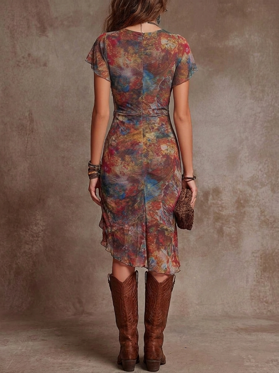 Vivienne | Elegant Floral Midi Dress for Women